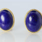 14k Lapis Lazuli  earrings. Cabochon Blue Lapis Lazuli Stud gold earrings.