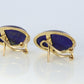 14k Lapis Lazuli  earrings. Cabochon Blue Lapis Lazuli Stud gold earrings.