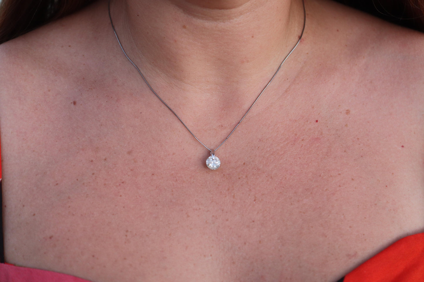 Large Diamond solitaire pendant. Platinum Pt900 Natural Diamond 2CT Necklace
