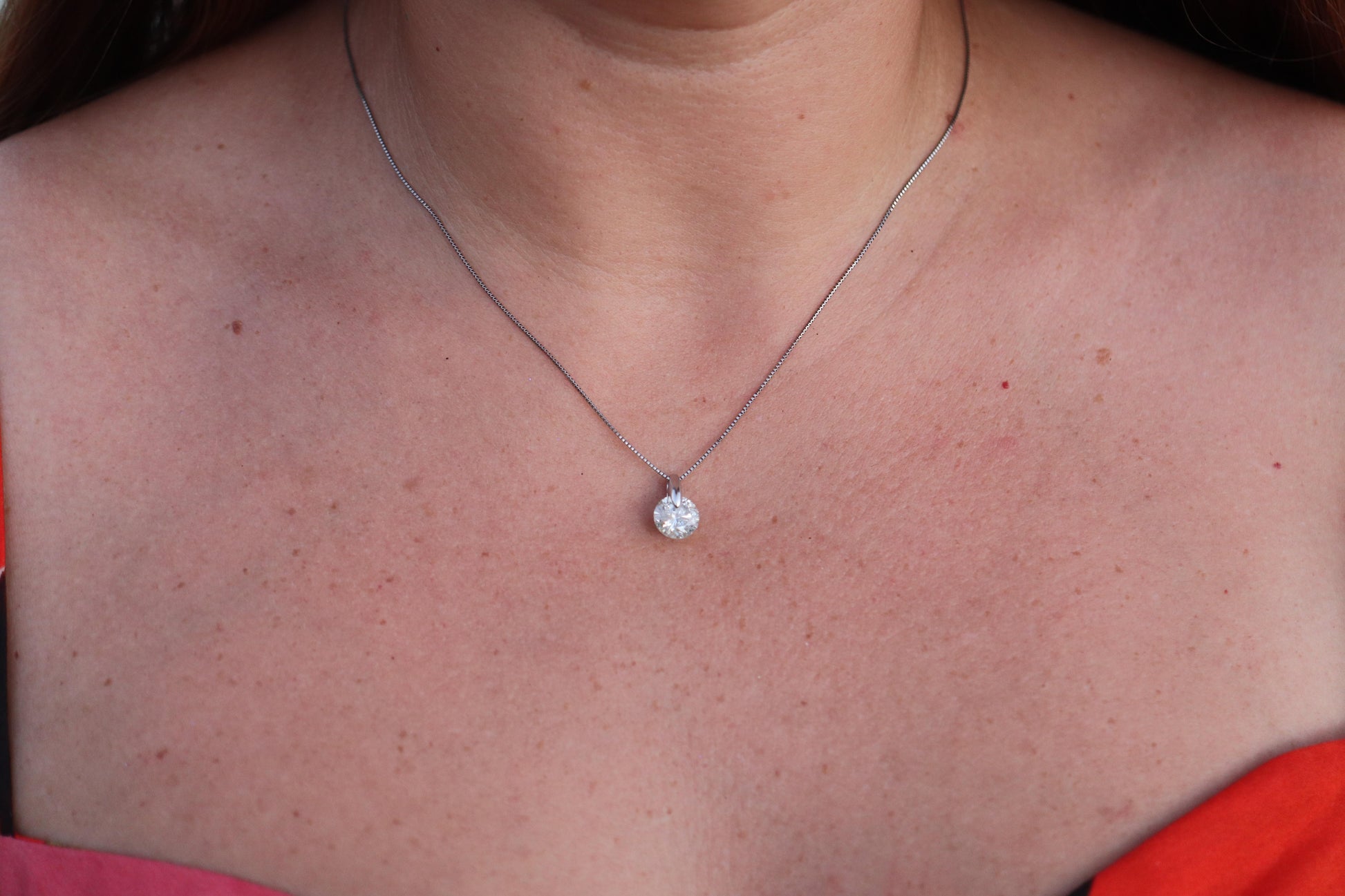 Large Diamond solitaire pendant. Platinum Pt900 Natural Diamond 2CT Necklace