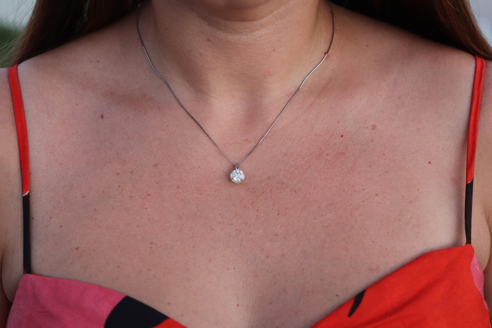 Large Diamond solitaire pendant. Platinum Pt900 Natural Diamond 2CT Necklace