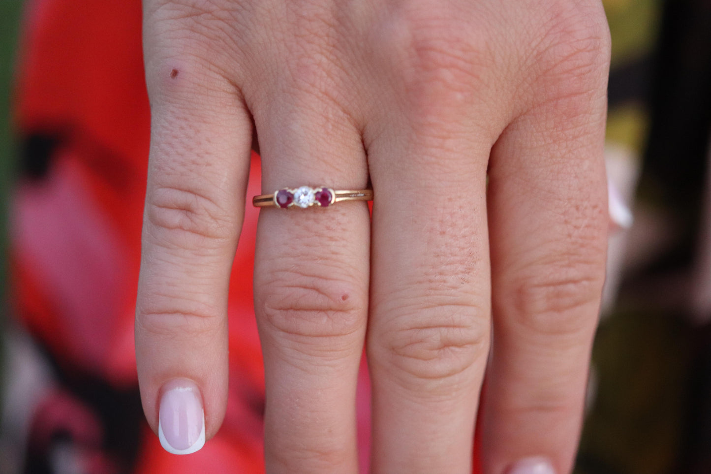 18k Tiffany and Co. Diamond Ruby Ring. 18k Gold Tiffany Ruby Trinity band