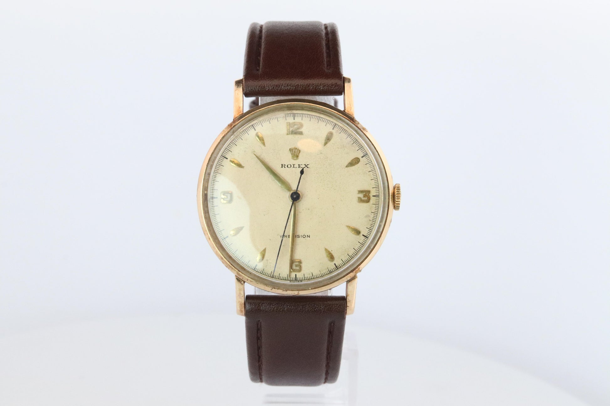 ROLEX Watch. Rolex 9k YG Coin Edge Dress 34mm 1950s Watch.