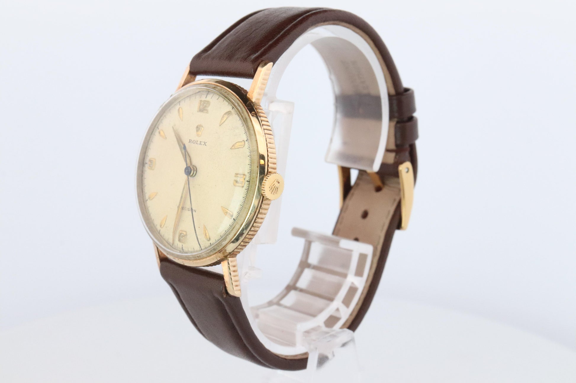 ROLEX Watch. Rolex 9k YG Coin Edge Dress 34mm 1950s Watch.