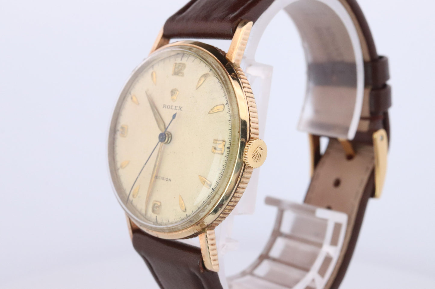 ROLEX Watch. Rolex 9k YG Coin Edge Dress 34mm 1950s Watch.