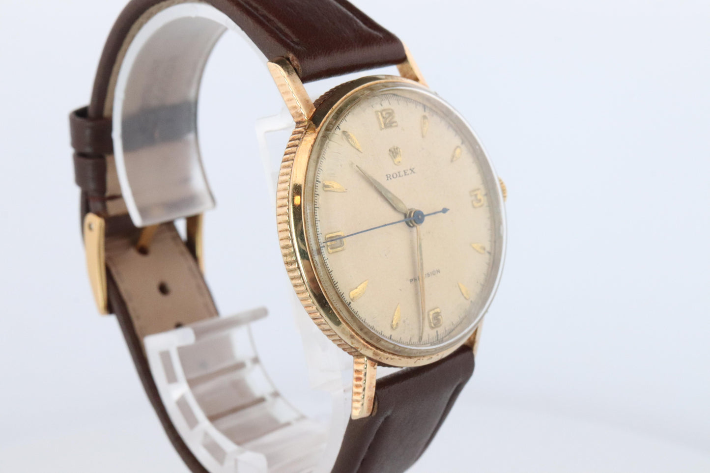 ROLEX Watch. Rolex 9k YG Coin Edge Dress 34mm 1950s Watch.