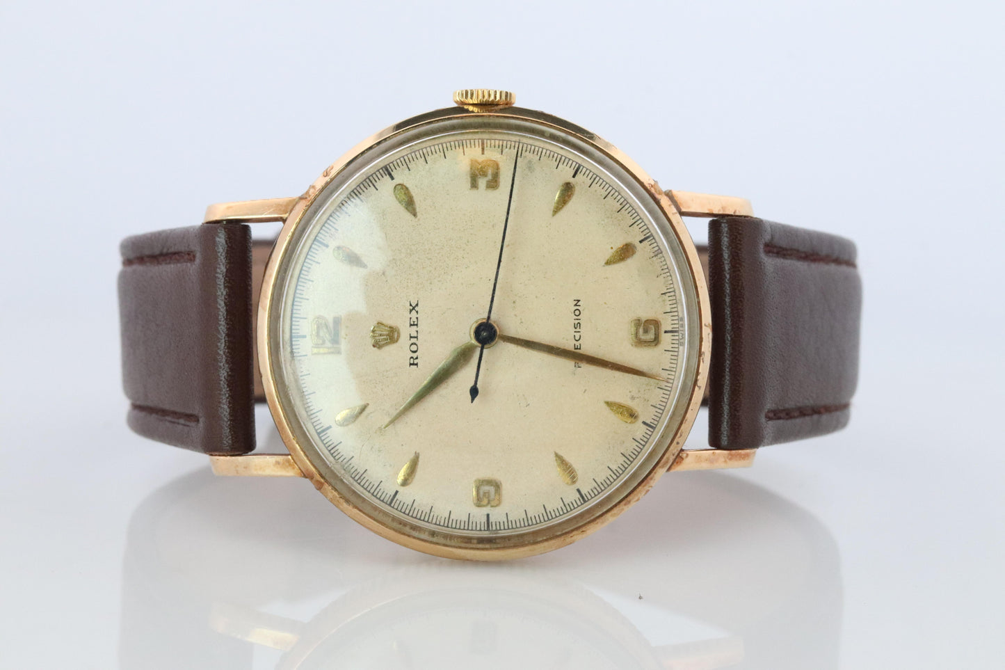 ROLEX Watch. Rolex 9k YG Coin Edge Dress 34mm 1950s Watch.