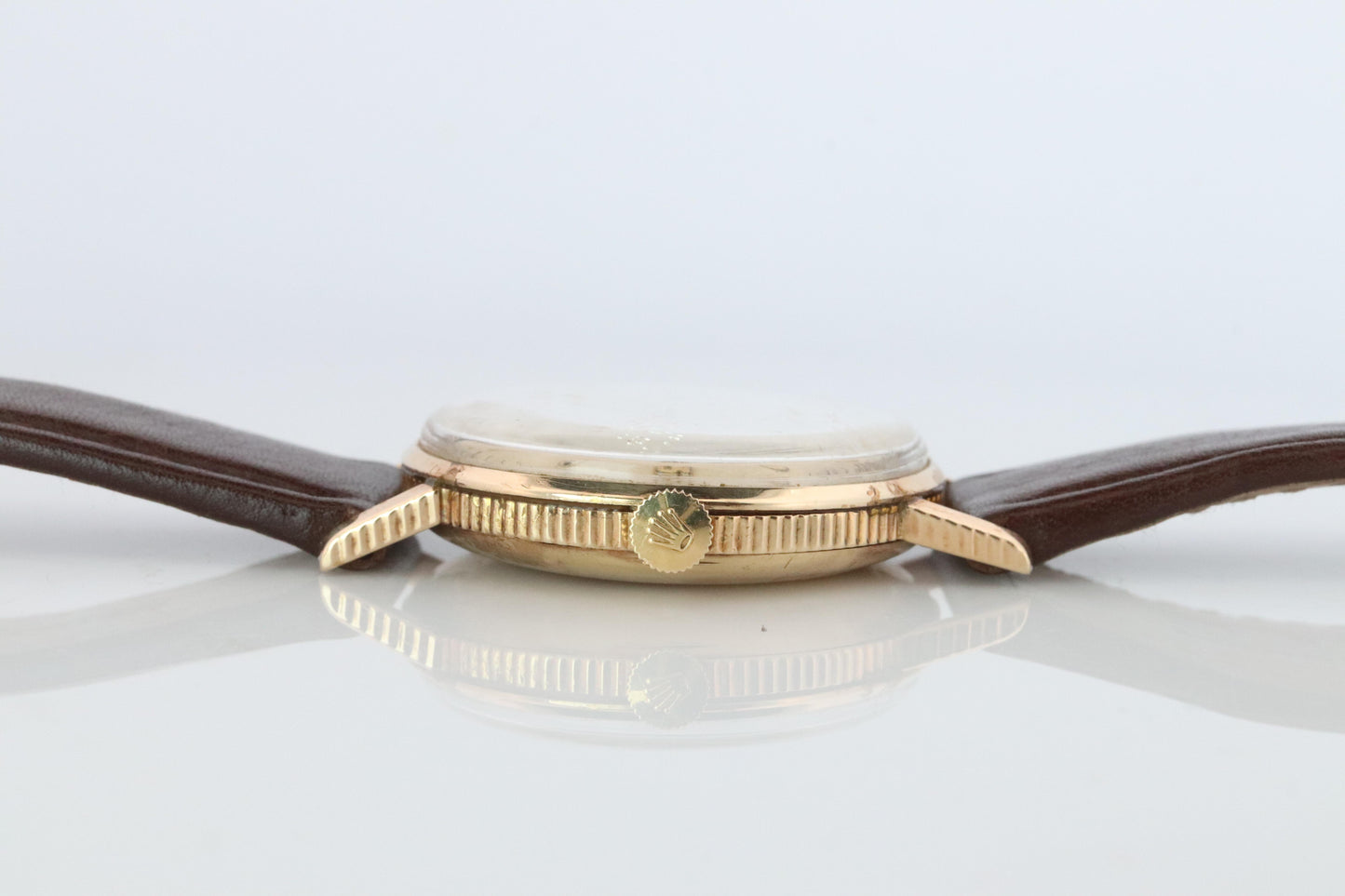 ROLEX Watch. Rolex 9k YG Coin Edge Dress 34mm 1950s Watch.
