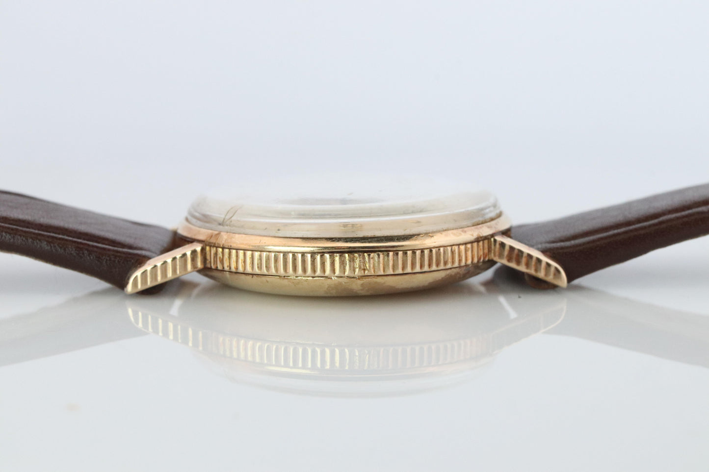 ROLEX Watch. Rolex 9k YG Coin Edge Dress 34mm 1950s Watch.
