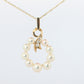 Mikimoto Pendant. Vintage 14k Yellow Gold Mikimoto Pearl Diamond Necklace wreath