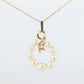 Mikimoto Pendant. Vintage 14k Yellow Gold Mikimoto Pearl Diamond Necklace wreath