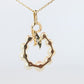 Mikimoto Pendant. Vintage 14k Yellow Gold Mikimoto Pearl Diamond Necklace wreath