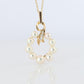 Mikimoto Pendant. Vintage 14k Yellow Gold Mikimoto Pearl Diamond Necklace wreath