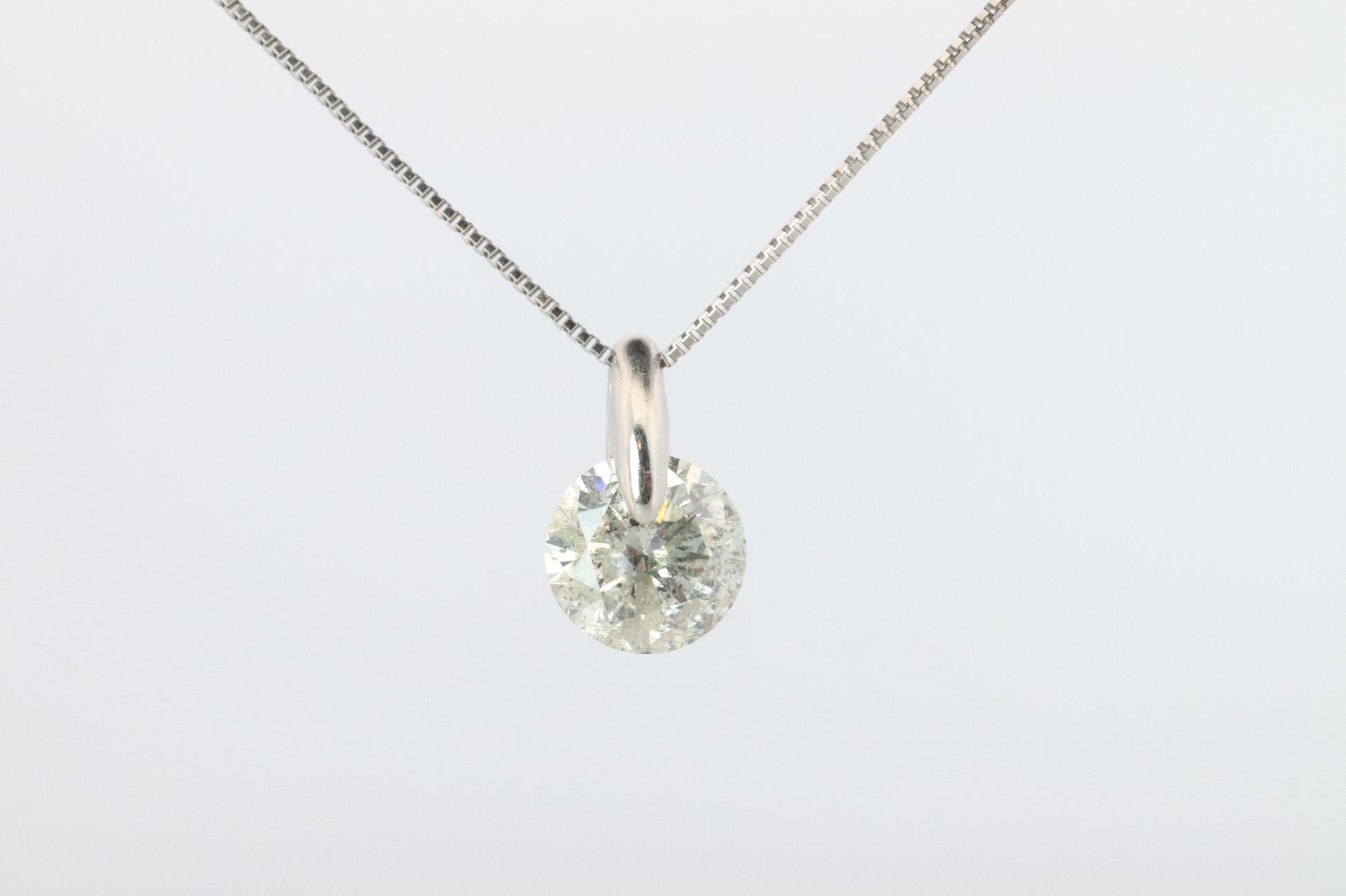 Large Diamond solitaire pendant. Platinum Pt900 Natural Diamond 2CT Necklace