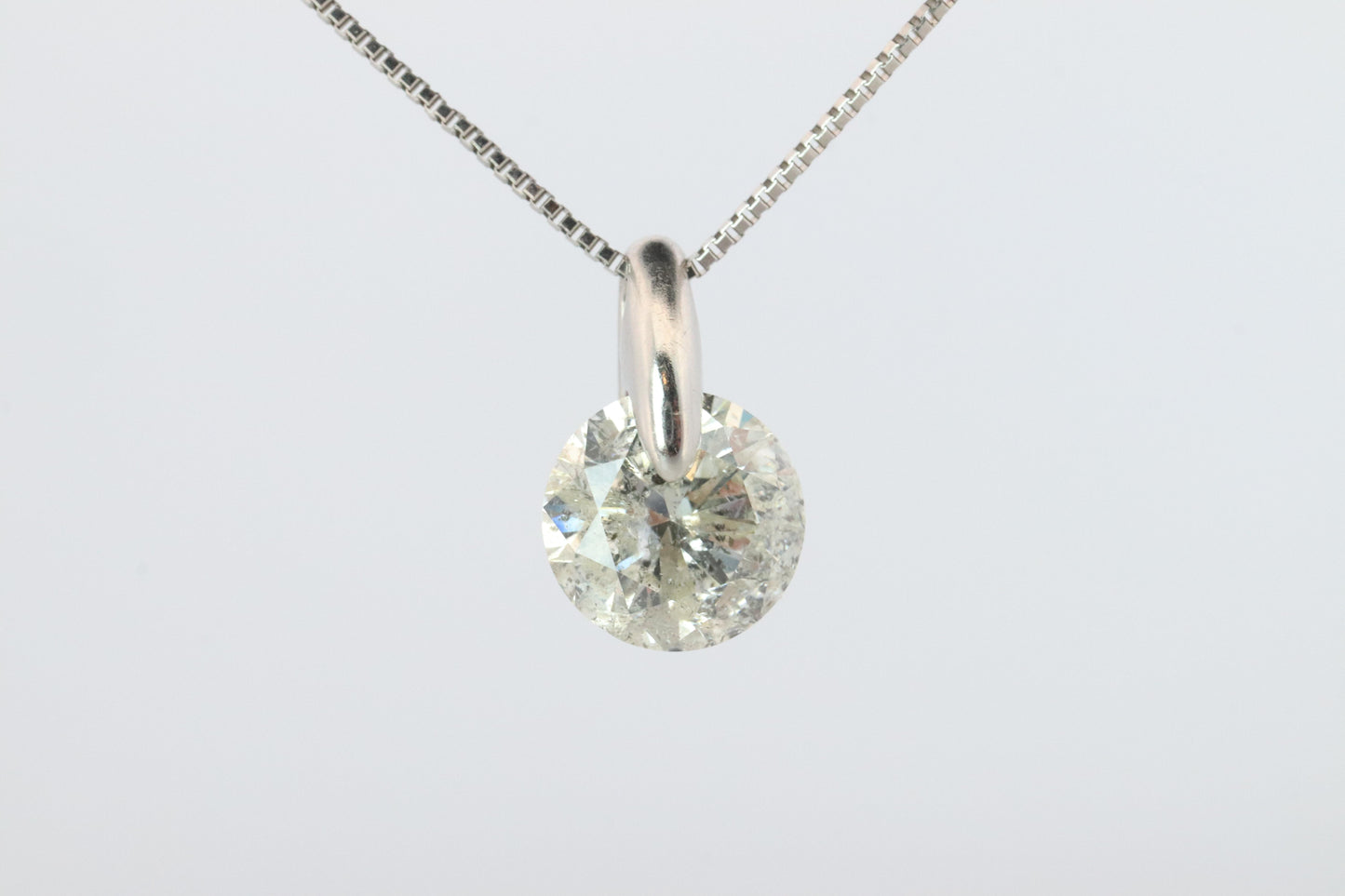 Large Diamond solitaire pendant. Platinum Pt900 Natural Diamond 2CT Necklace