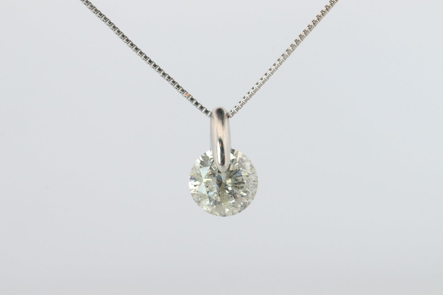Large Diamond solitaire pendant. Platinum Pt900 Natural Diamond 2CT Necklace