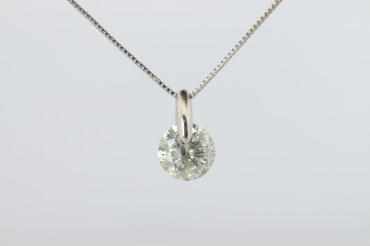 Large Diamond solitaire pendant. Platinum Pt900 Natural Diamond 2CT Necklace