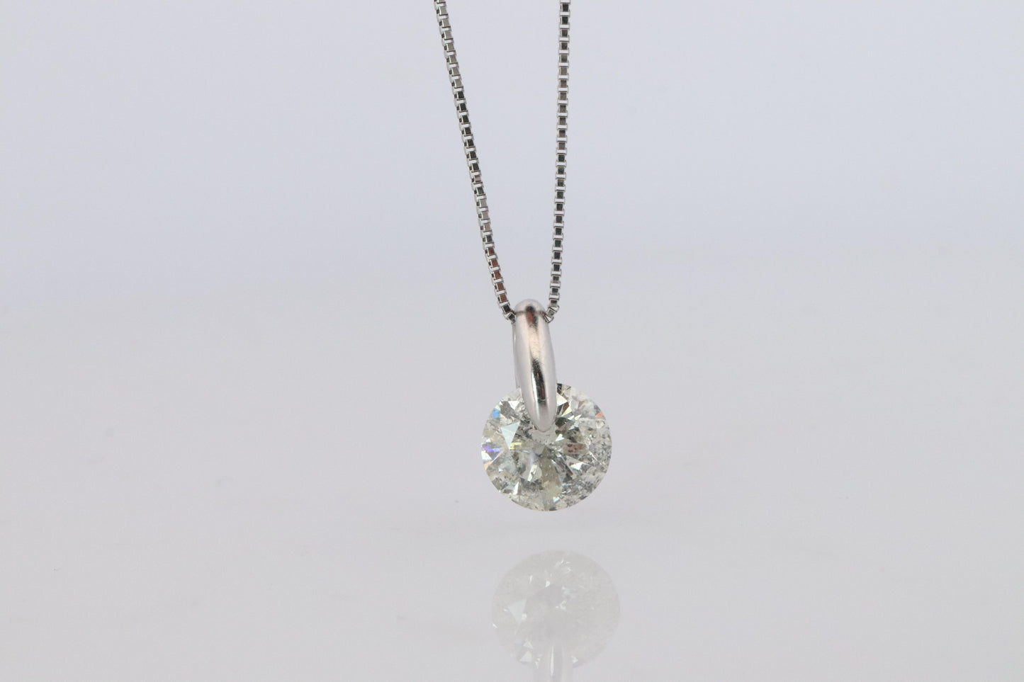 Large Diamond solitaire pendant. Platinum Pt900 Natural Diamond 2CT Necklace