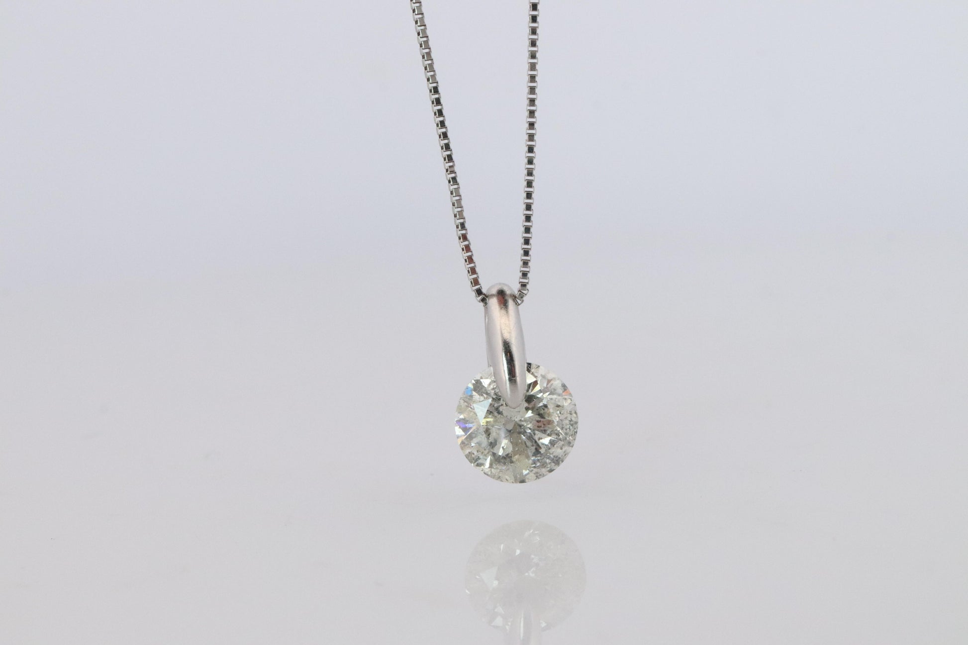 Large Diamond solitaire pendant. Platinum Pt900 Natural Diamond 2CT Necklace