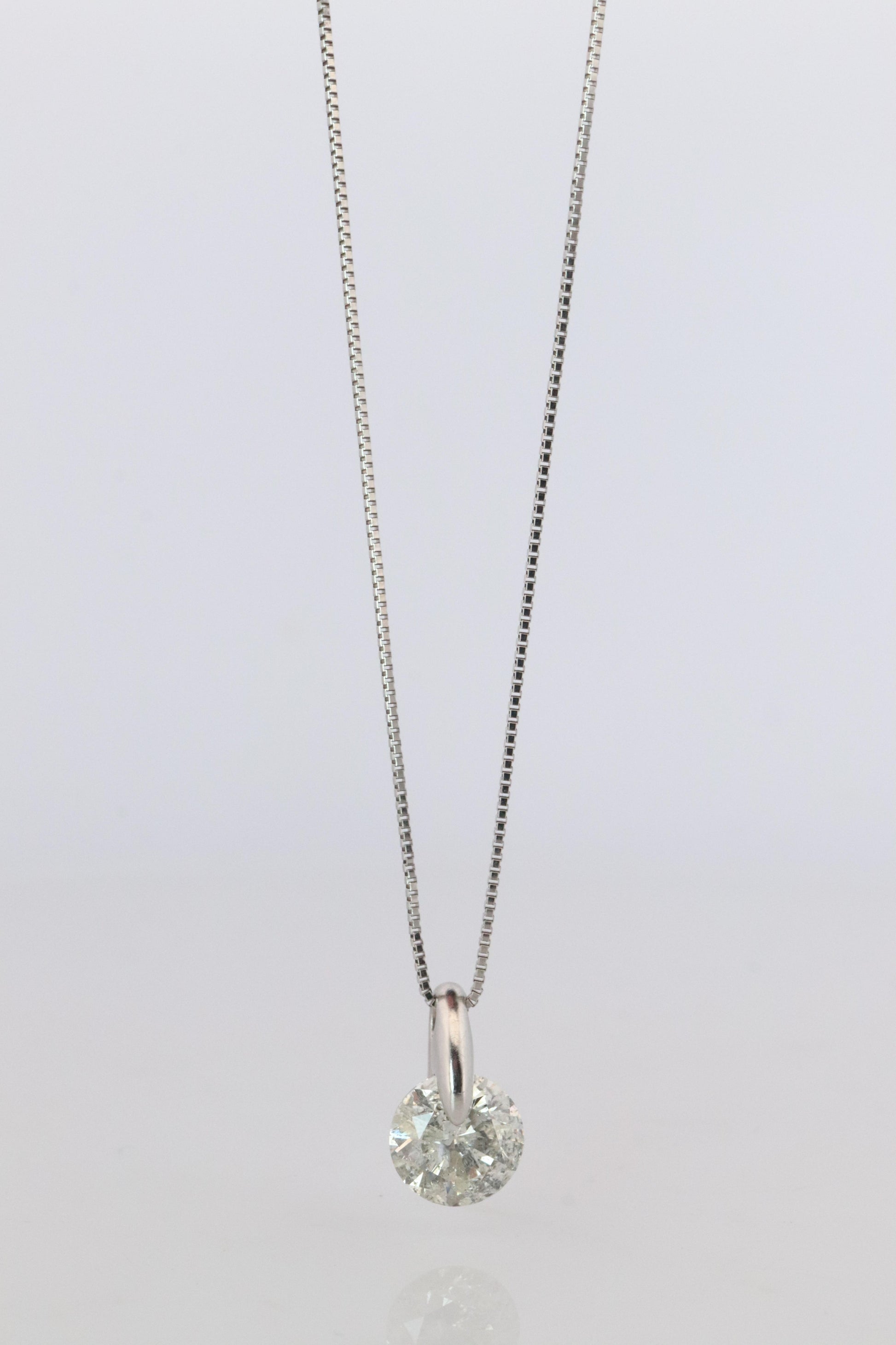 Large Diamond solitaire pendant. Platinum Pt900 Natural Diamond 2CT Necklace