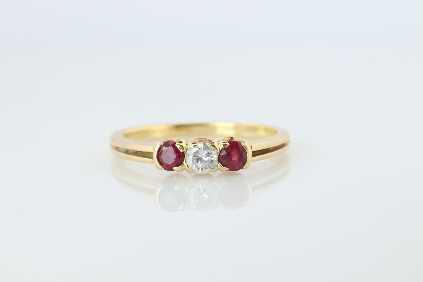 18k Tiffany and Co. Diamond Ruby Ring. 18k Gold Tiffany Ruby Trinity band