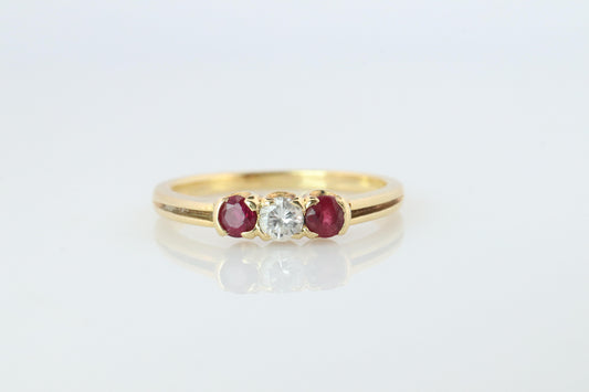 18k Tiffany and Co. Diamond Ruby Ring. 18k Gold Tiffany Ruby Trinity band