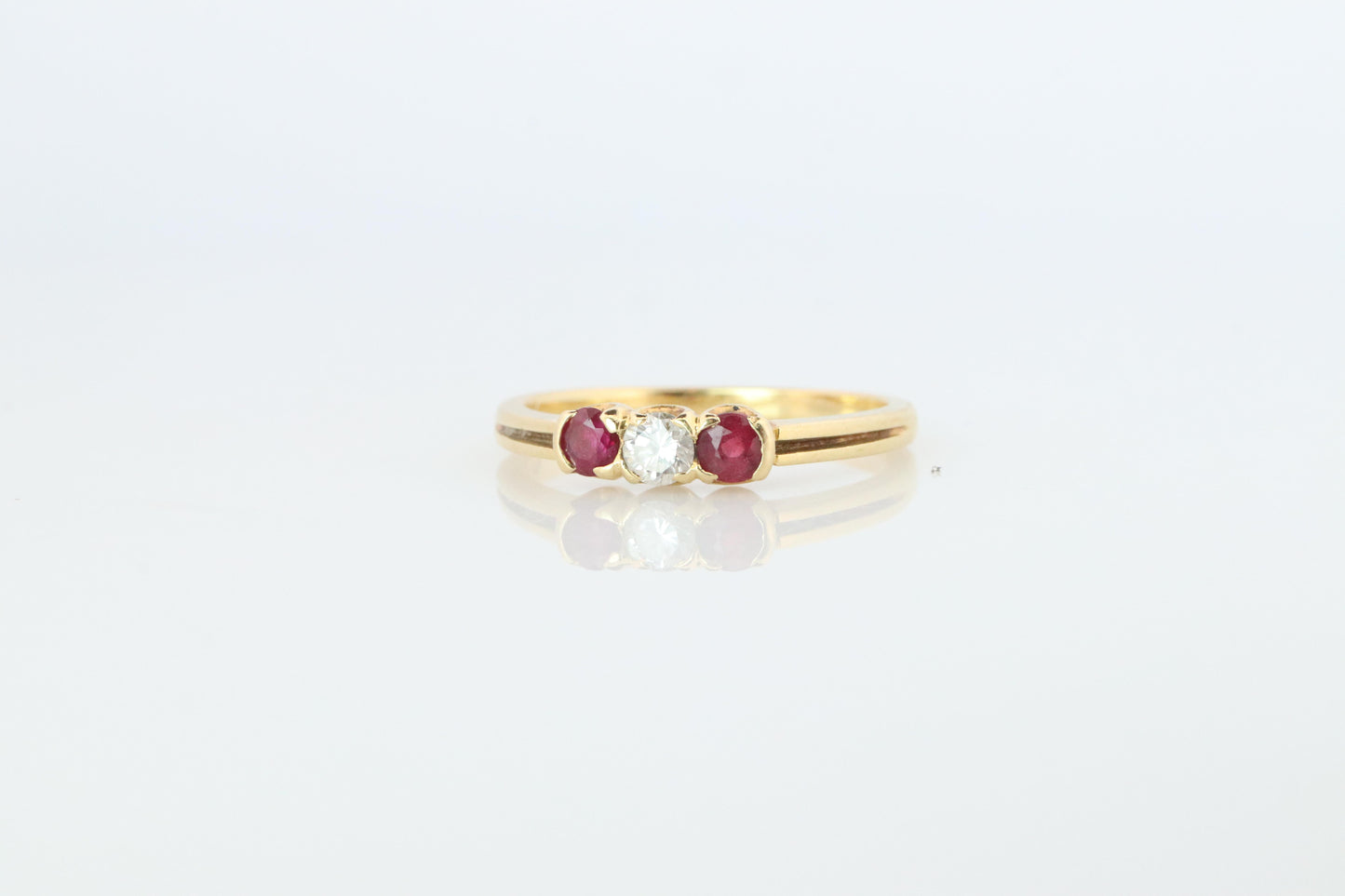 18k Tiffany and Co. Diamond Ruby Ring. 18k Gold Tiffany Ruby Trinity band