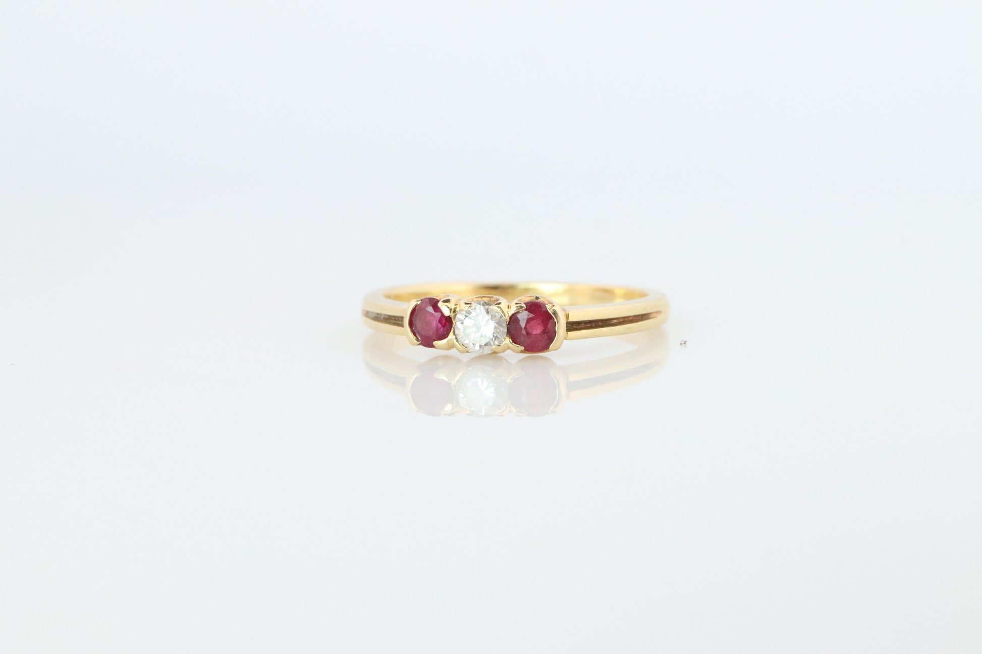 18k Tiffany and Co. Diamond Ruby Ring. 18k Gold Tiffany Ruby Trinity band