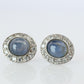 Star Sapphire Stud Earrings. Platinum PT900 Star Saphire Halo Diamond earrings.