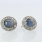 Star Sapphire Stud Earrings. Platinum PT900 Star Saphire Halo Diamond earrings.
