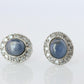 Star Sapphire Stud Earrings. Platinum PT900 Star Saphire Halo Diamond earrings.