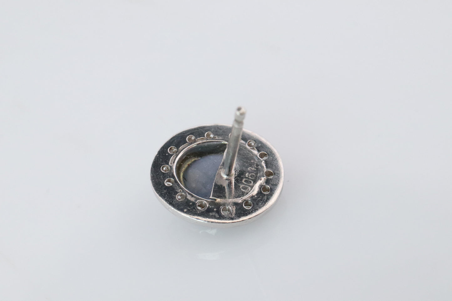 Star Sapphire Stud Earrings. Platinum PT900 Star Saphire Halo Diamond earrings.