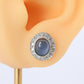 Star Sapphire Stud Earrings. Platinum PT900 Star Saphire Halo Diamond earrings.