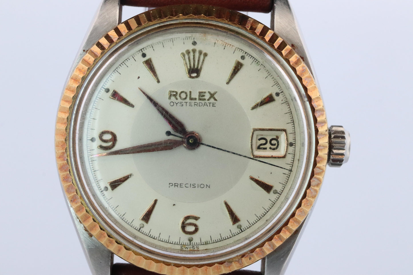 ROLEX Watch. Rolex ref. 6294 Oysterdate Precision Rare SS/YG Fluted Bezel Mens.