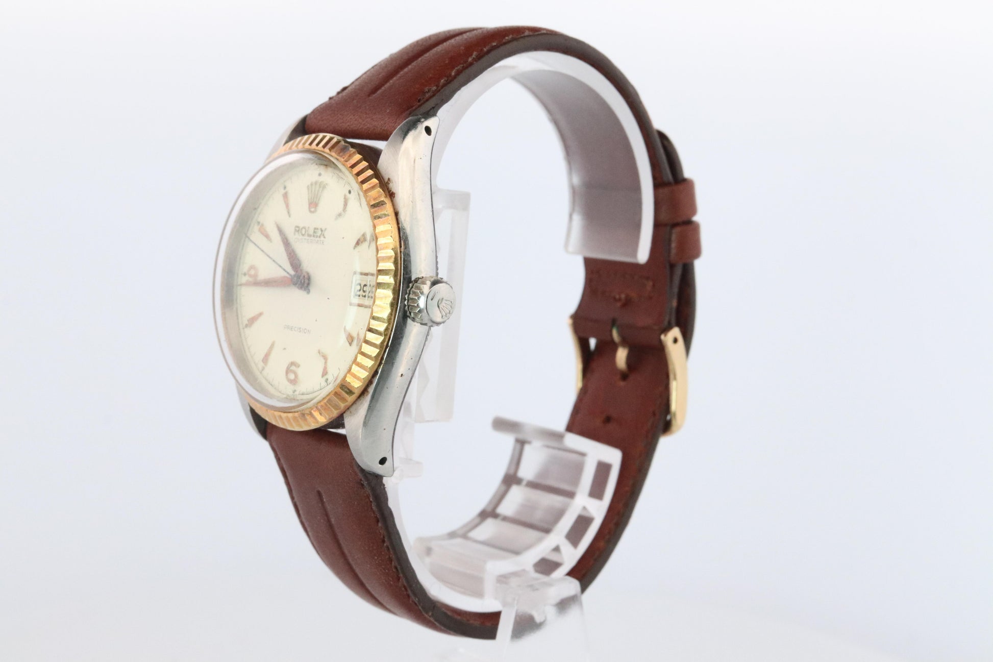 ROLEX Watch. Rolex ref. 6294 Oysterdate Precision Rare SS/YG Fluted Bezel Mens.
