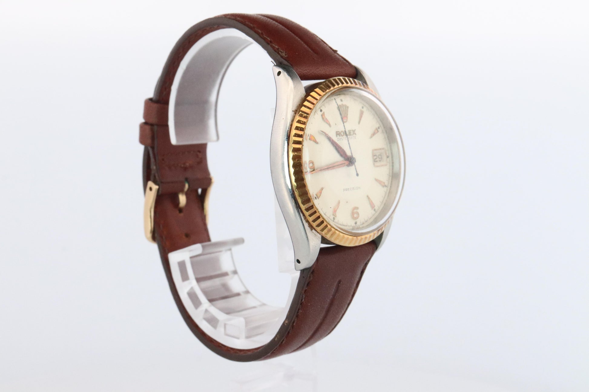 ROLEX Watch. Rolex ref. 6294 Oysterdate Precision Rare SS/YG Fluted Bezel Mens.