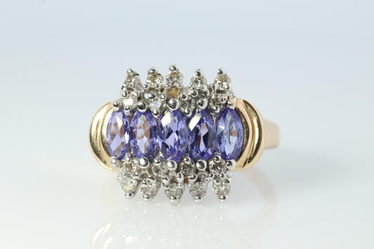 Le Vian Tanzanite and Diamond Ring 14k yellow gold Tanzanite Levian Cluster band