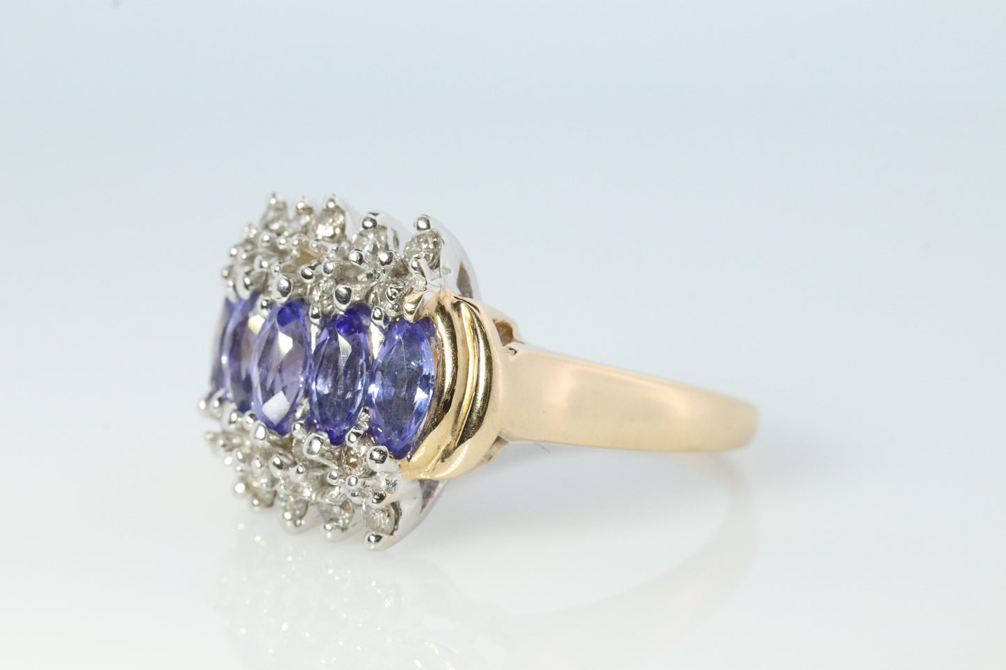 Le Vian Tanzanite and Diamond Ring 14k yellow gold Tanzanite Levian Cluster band