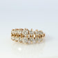 14k Diamond Cluster ring Graduated 1ctw diamonds in 2 rows prong set band