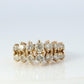 14k Diamond Cluster ring Graduated 1ctw diamonds in 2 rows prong set band