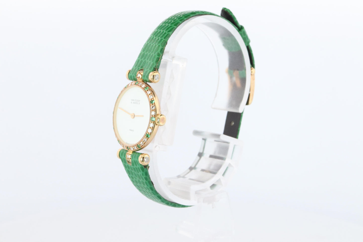 Van Cleef and Arpels 18901 B1 watch 18k Gold VCA Classique Emerald Diamond Bezel