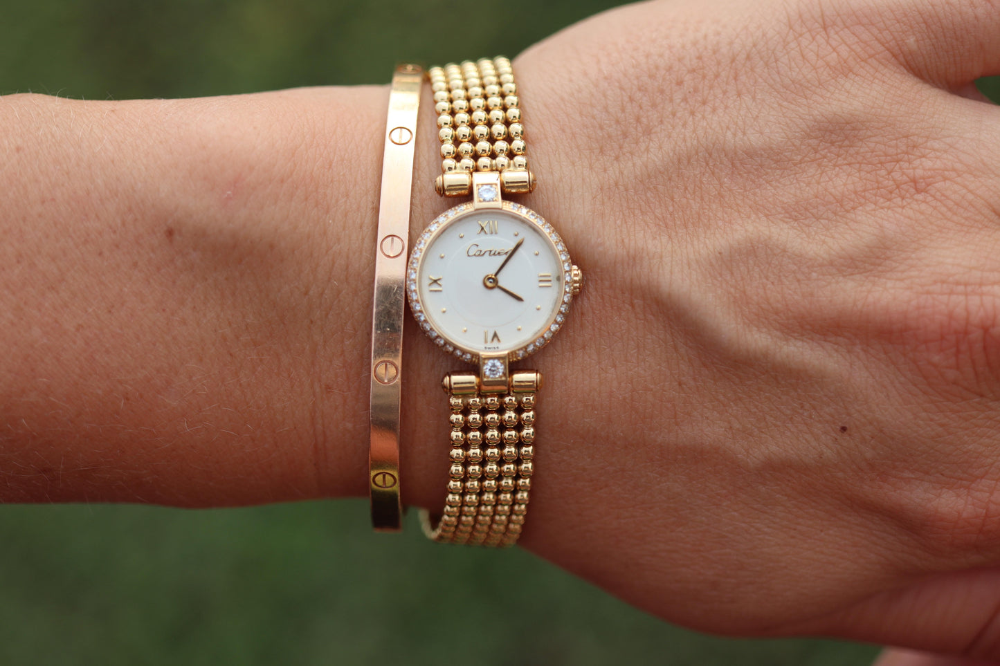 Genuine 18k Cartier Diamond Watch. Cartier Colisee 866026 18K YG Ladies Watch