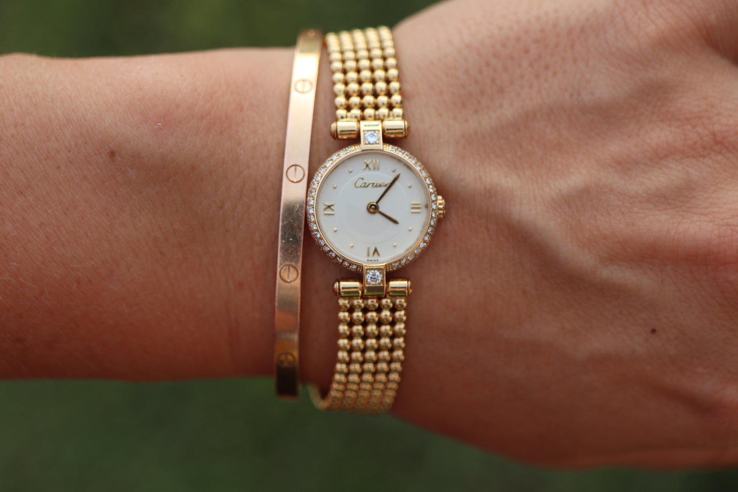 Genuine 18k Cartier Diamond Watch. Cartier Colisee 866026 18K YG Ladies Watch