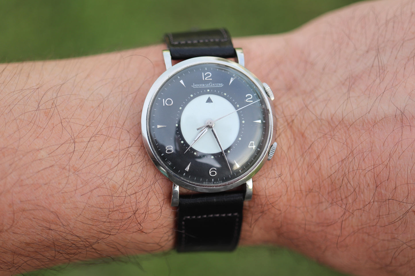 Jaeger Le Coultre Alarm Watch. JLC "Don Draper" Tuxedo Dial E855 Memovox.