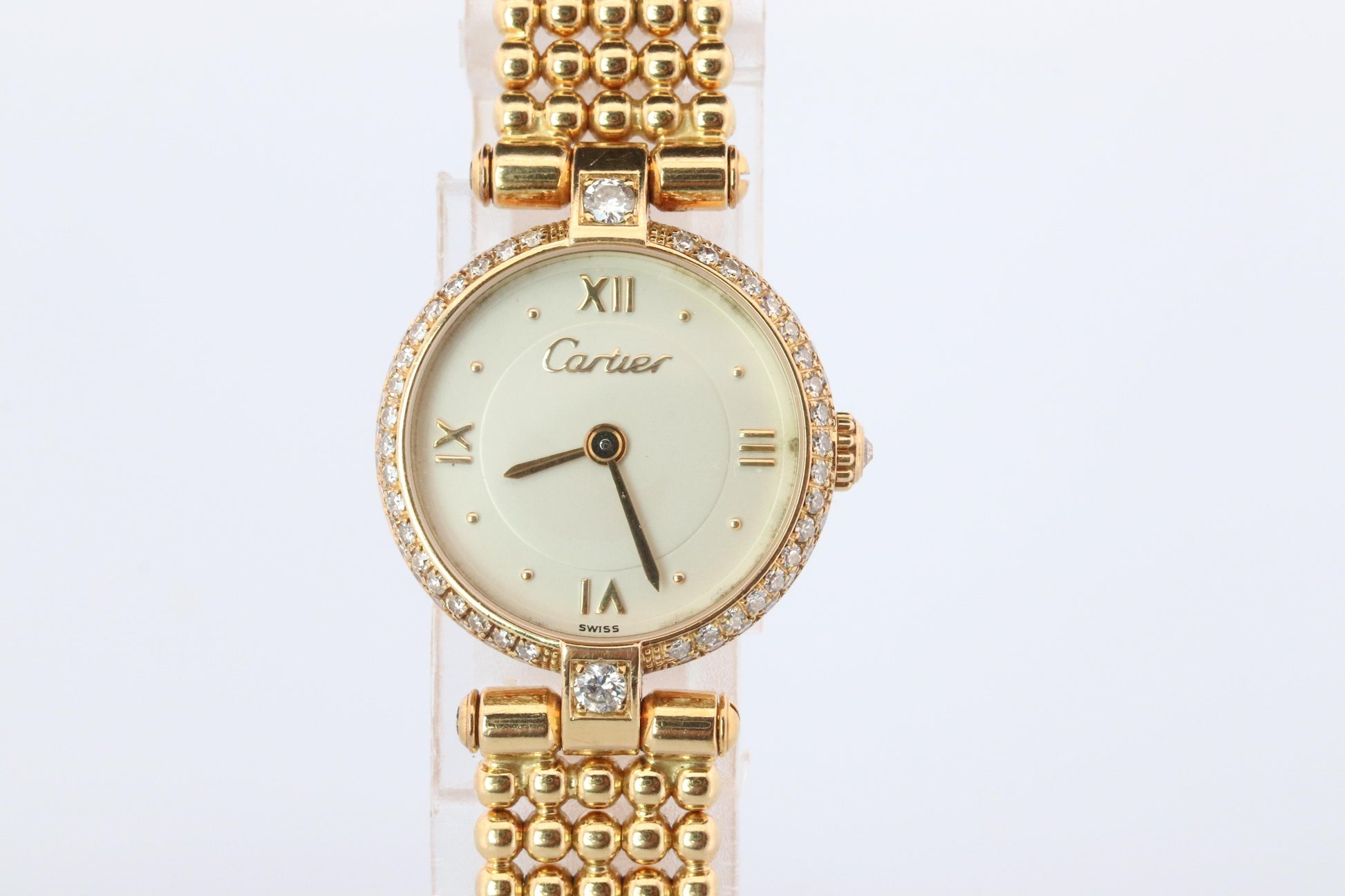 Genuine 18k Cartier Diamond Watch. Cartier Colisee 866026 18K YG Ladies Watch