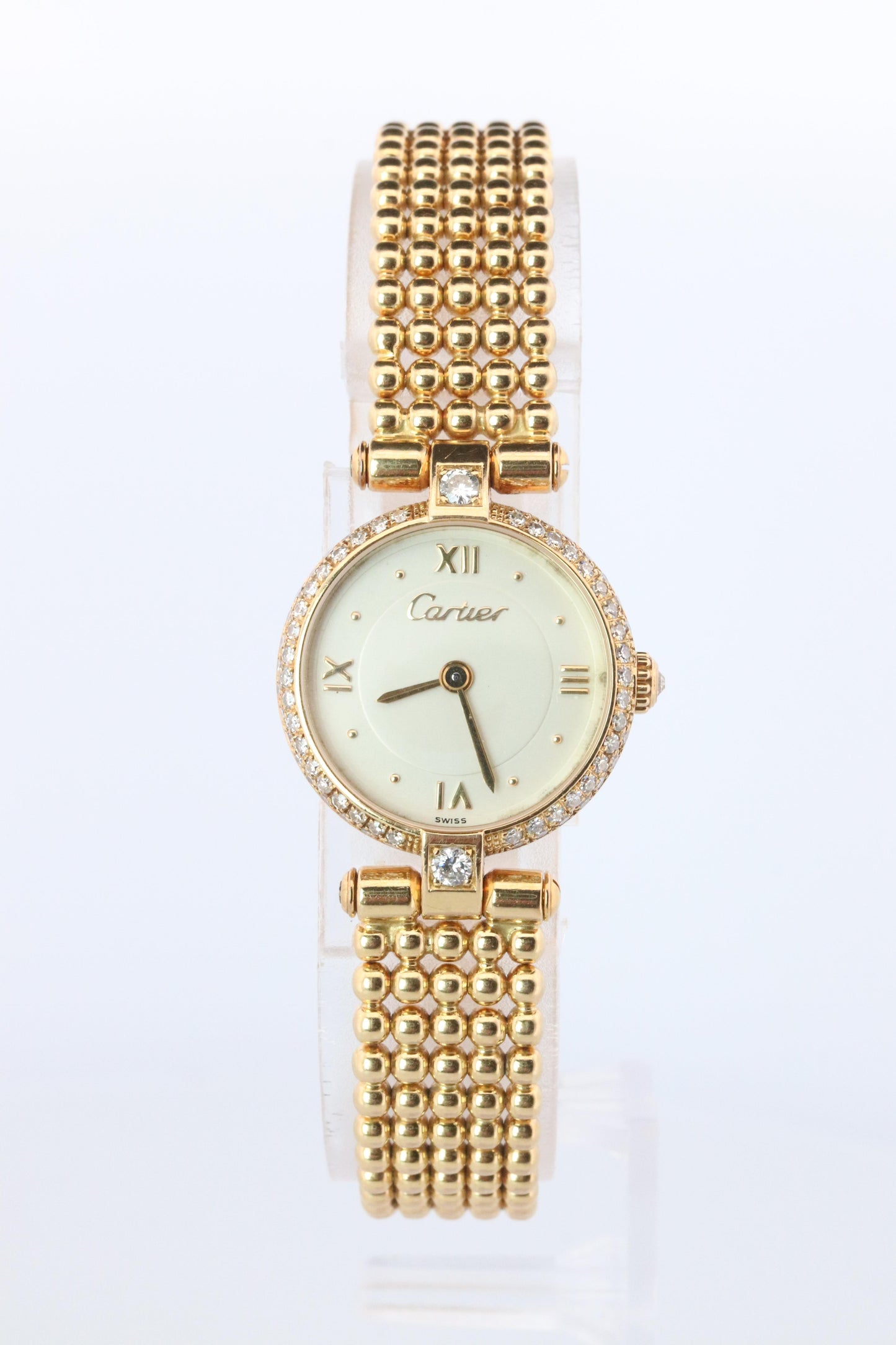 Genuine 18k Cartier Diamond Watch. Cartier Colisee 866026 18K YG Ladies Watch