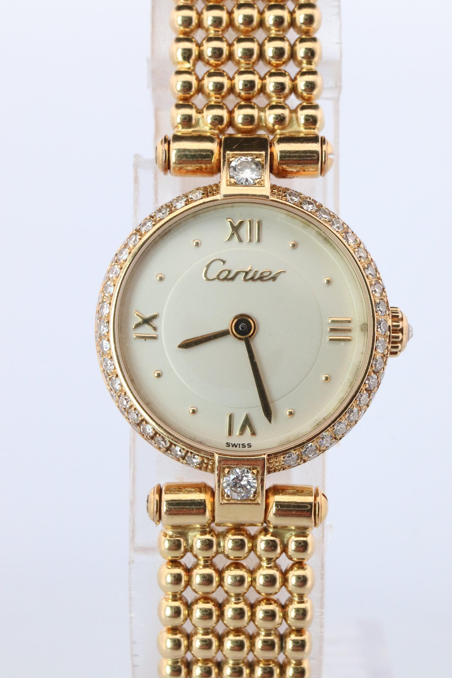 Genuine 18k Cartier Diamond Watch. Cartier Colisee 866026 18K YG Ladies Watch