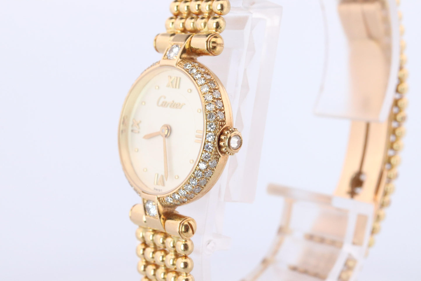 Genuine 18k Cartier Diamond Watch. Cartier Colisee 866026 18K YG Ladies Watch