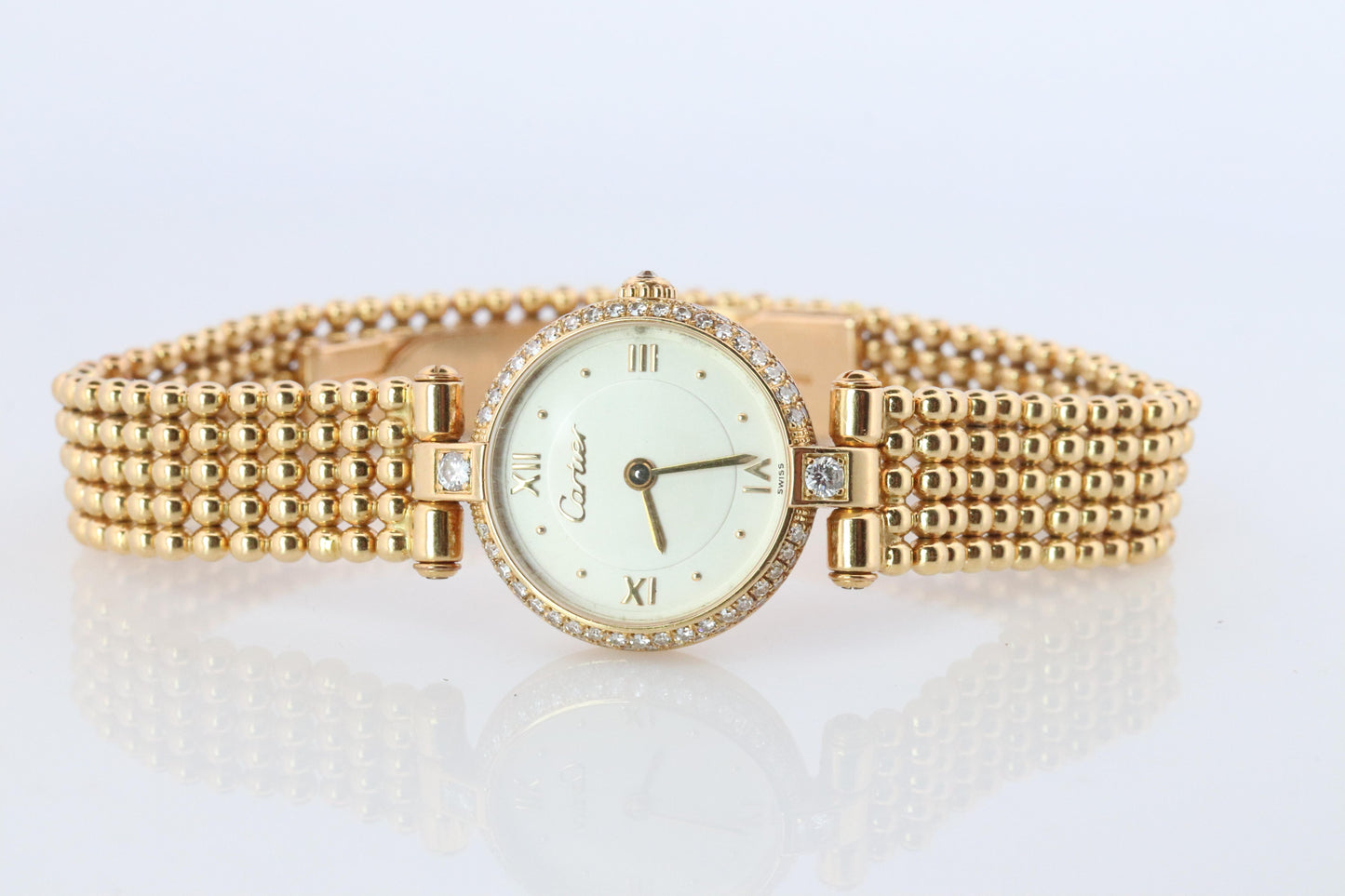 Genuine 18k Cartier Diamond Watch. Cartier Colisee 866026 18K YG Ladies Watch
