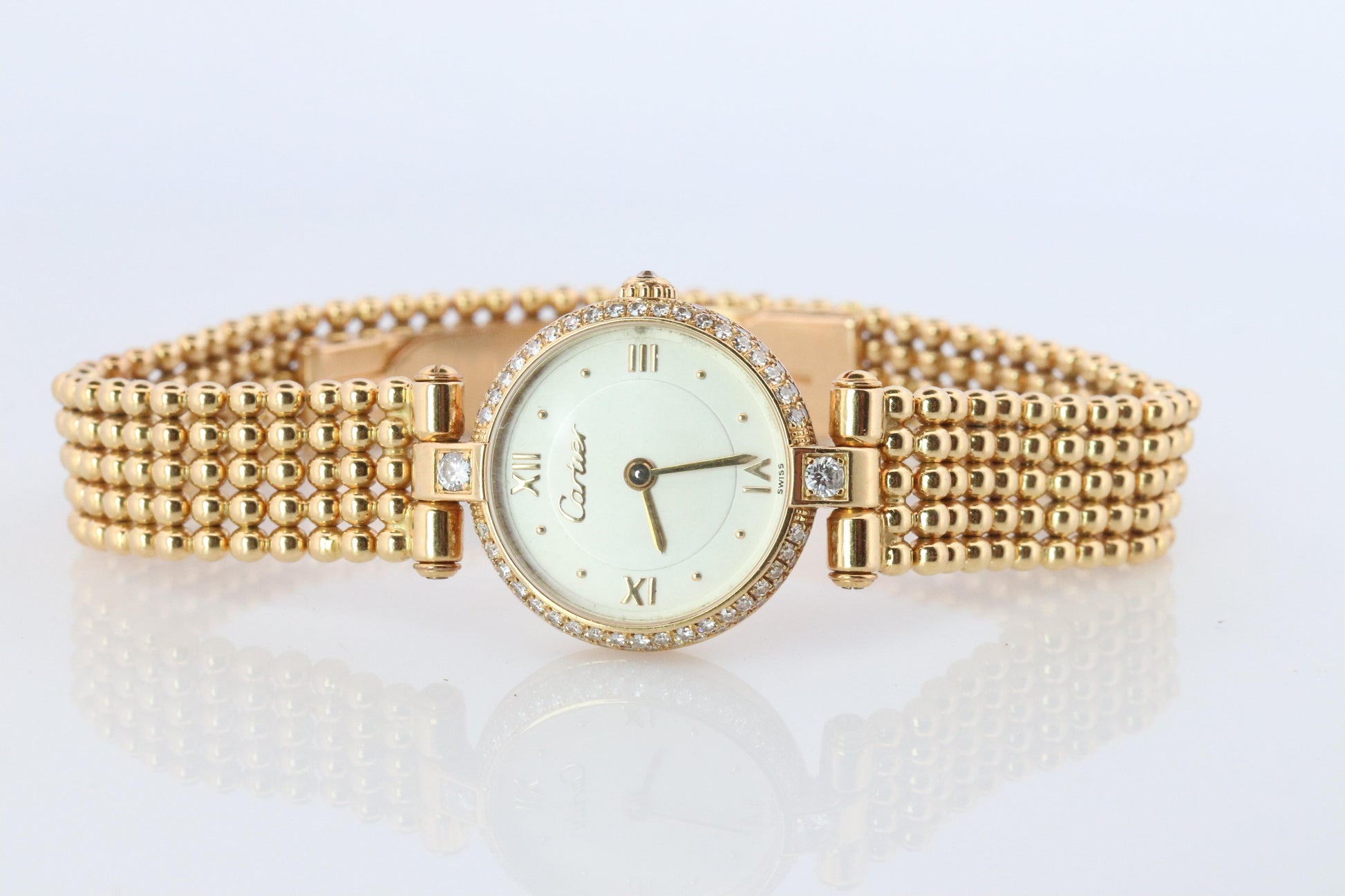 Genuine 18k Cartier Diamond Watch. Cartier Colisee 866026 18K YG Ladies Watch